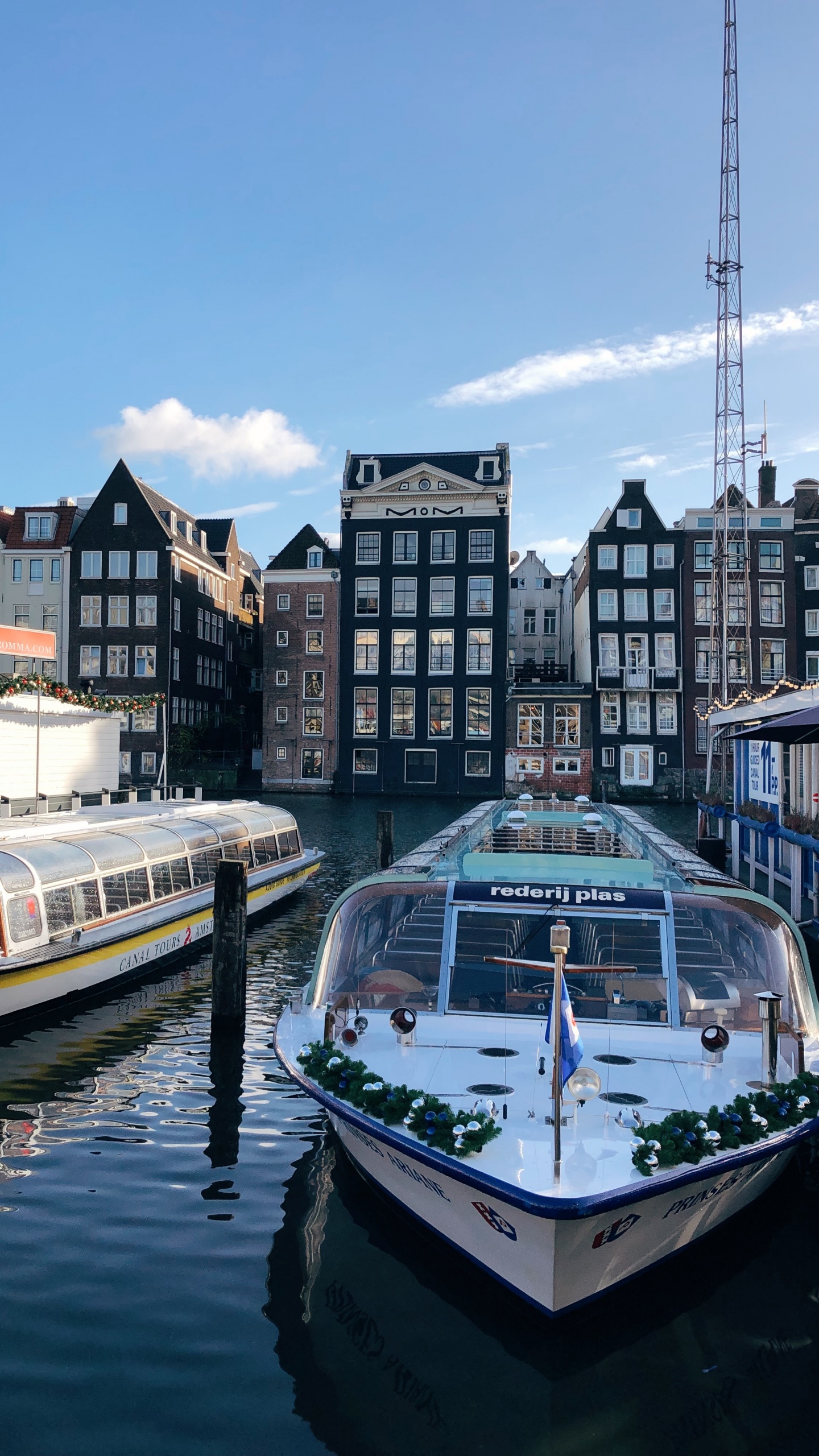 Amsterdam, Water, Body of Water, Waterway, Watercraft. Wallpaper in 1440x2560 Resolution