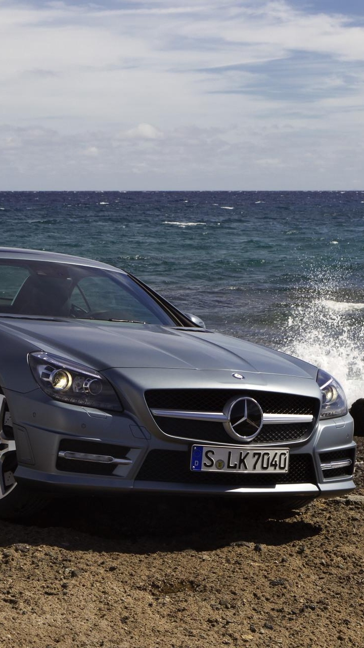 Black Mercedes Benz Coupe on Beach During Daytime. Wallpaper in 720x1280 Resolution