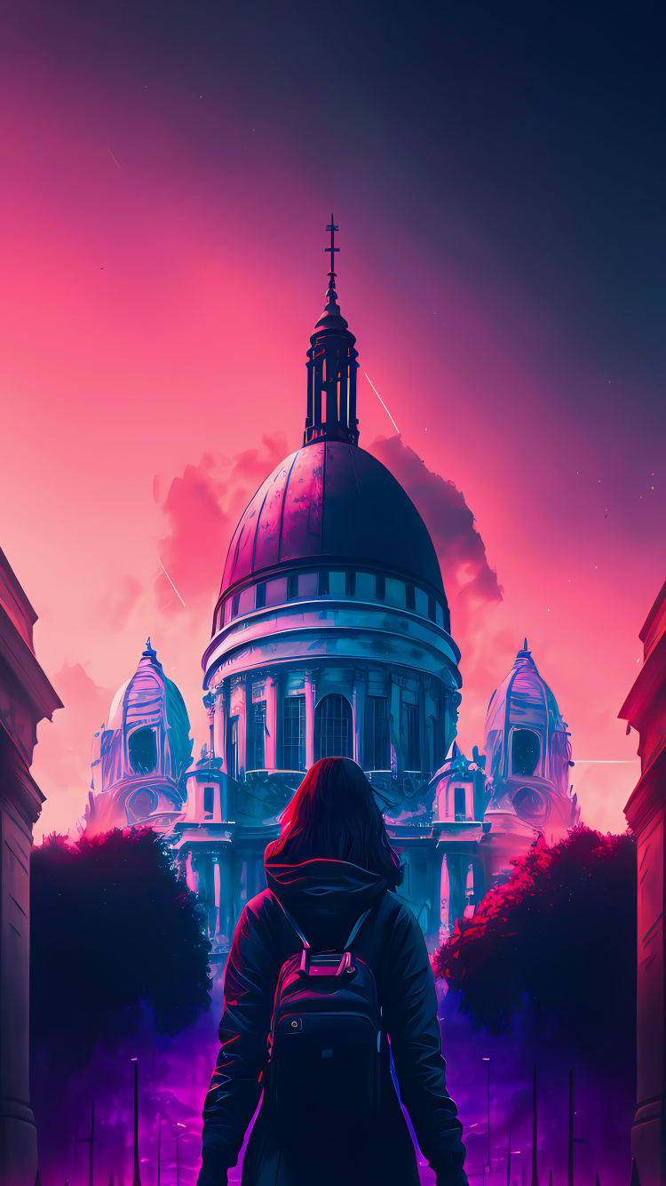 Artificial Intelligence, Smartphone, World, Cloud, Purple. Wallpaper in 750x1334 Resolution