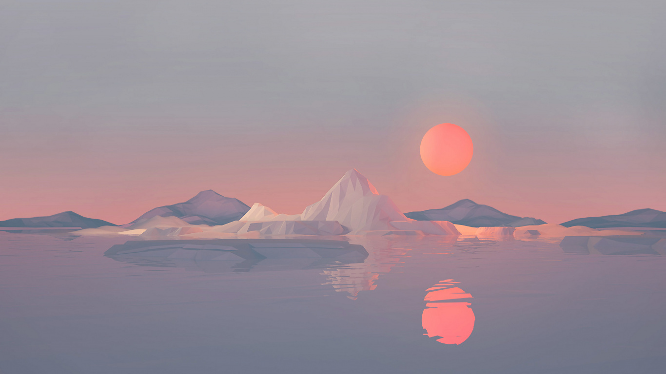 Low-poly, Tablet, Wasser, Atmosphäre, Ökoregion. Wallpaper in 1366x768 Resolution