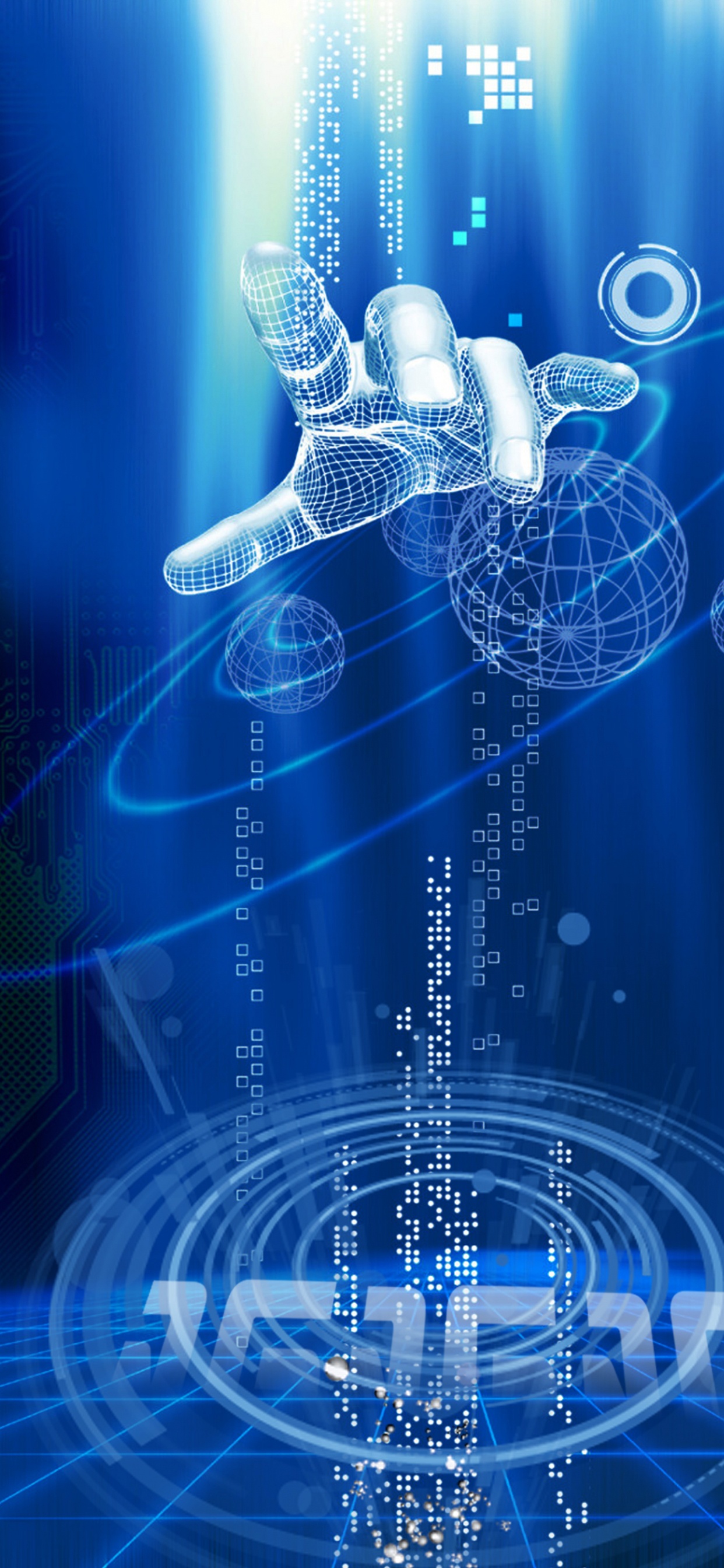 Blaue Und Weiße Lichtillustration. Wallpaper in 1242x2688 Resolution