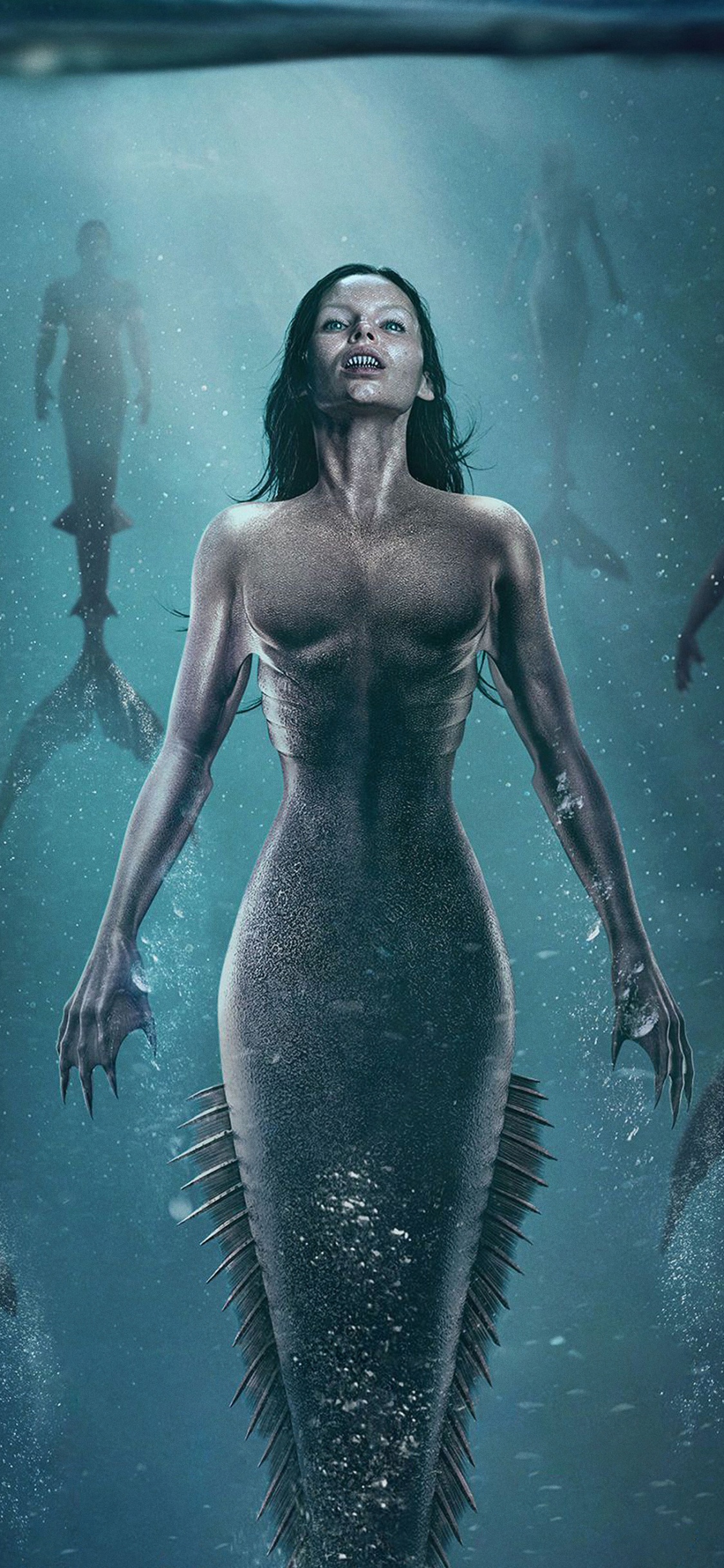 Mujer, En, Negro, Camiseta Sin Mangas, Debajo, Agua. Wallpaper in 1125x2436 Resolution