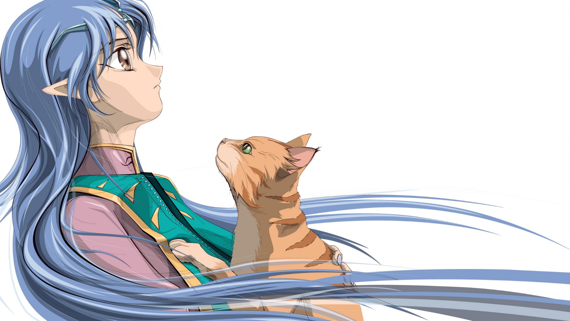 Mujer en Vestido Azul y Rojo Personaje de Anime. Wallpaper in 1920x1080 Resolution