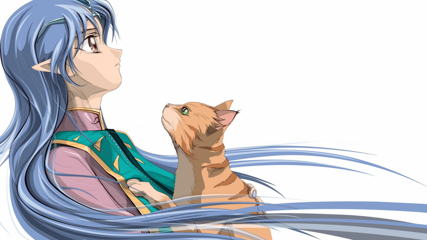 Frau im Blauen Und Roten Kleid Anime-Charakter. Wallpaper in 1366x768 Resolution