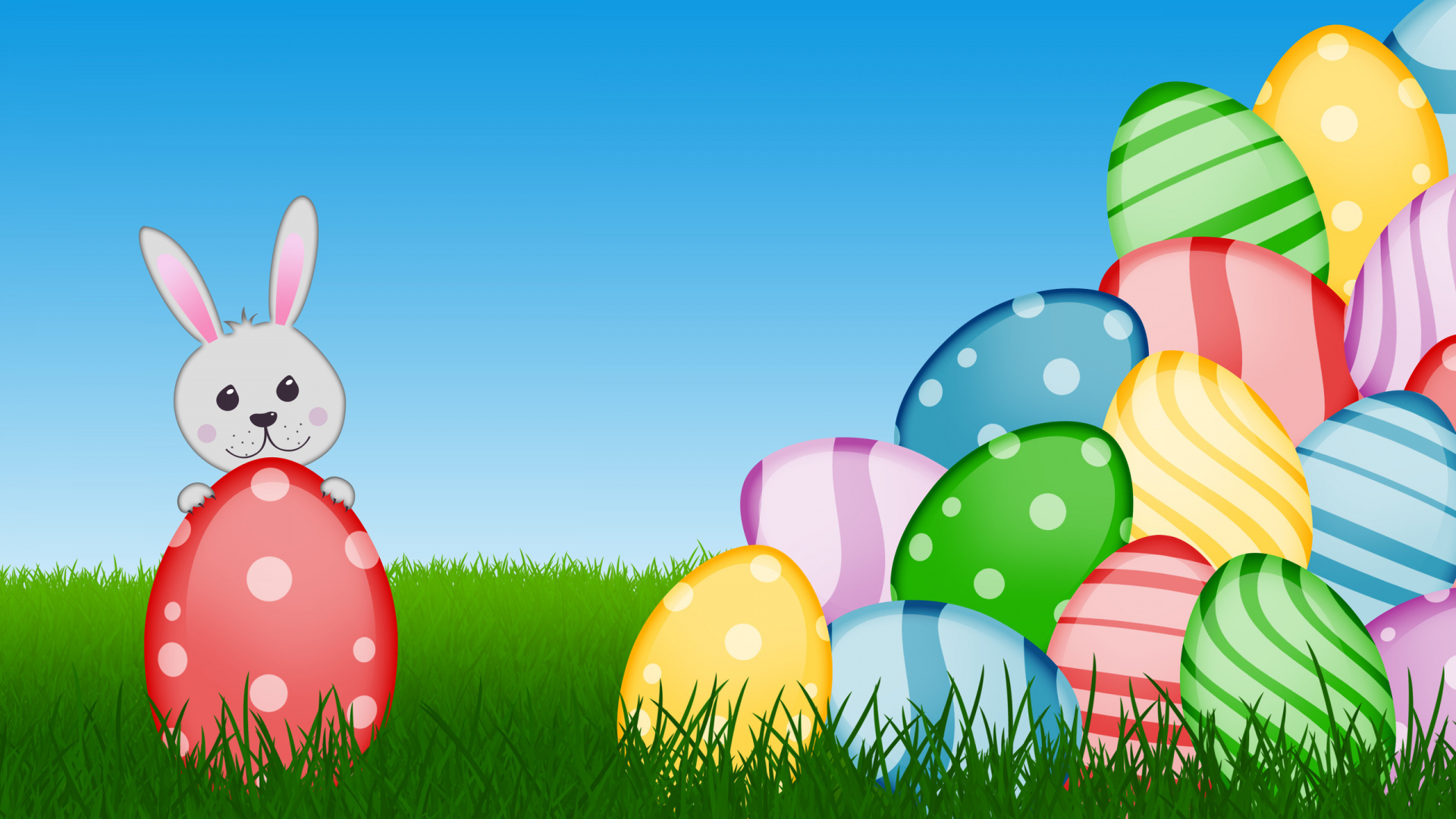 Grass, Easter Bunny, Easter Egg, Easter, Rabbit. Wallpaper in 1920x1080 Resolution