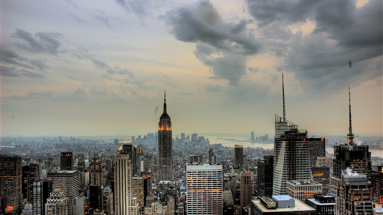 City Skyline Under Cloudy Sky During Daytime. Wallpaper in 1280x720 Resolution