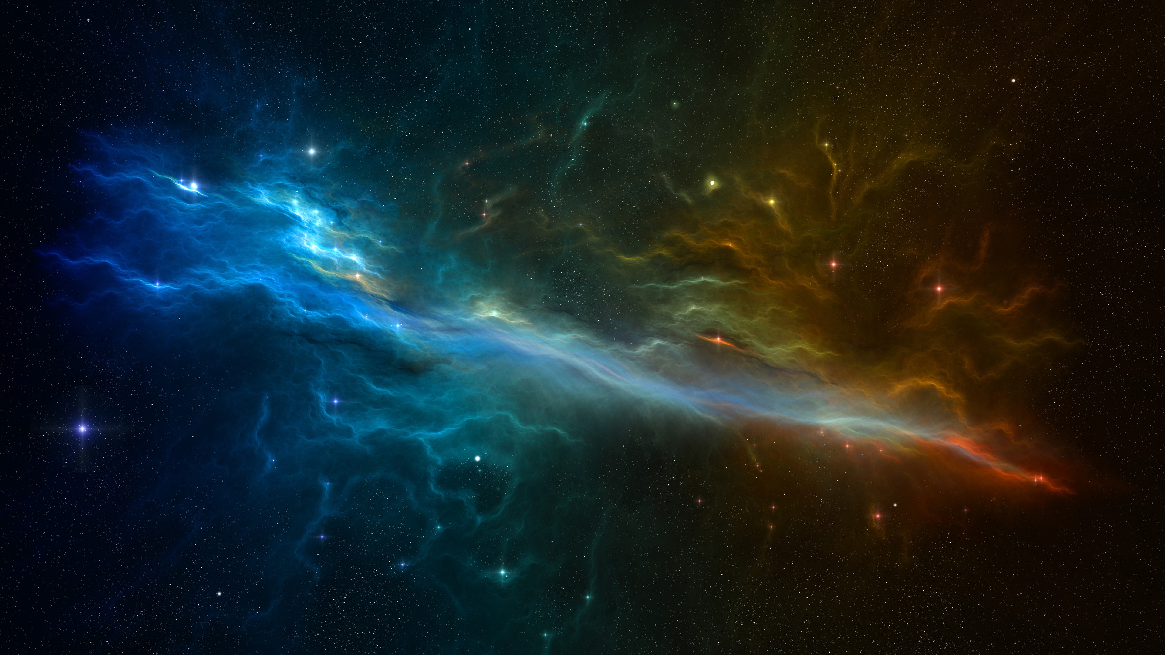 Blaue Und Braune Galaxieillustration. Wallpaper in 3840x2160 Resolution
