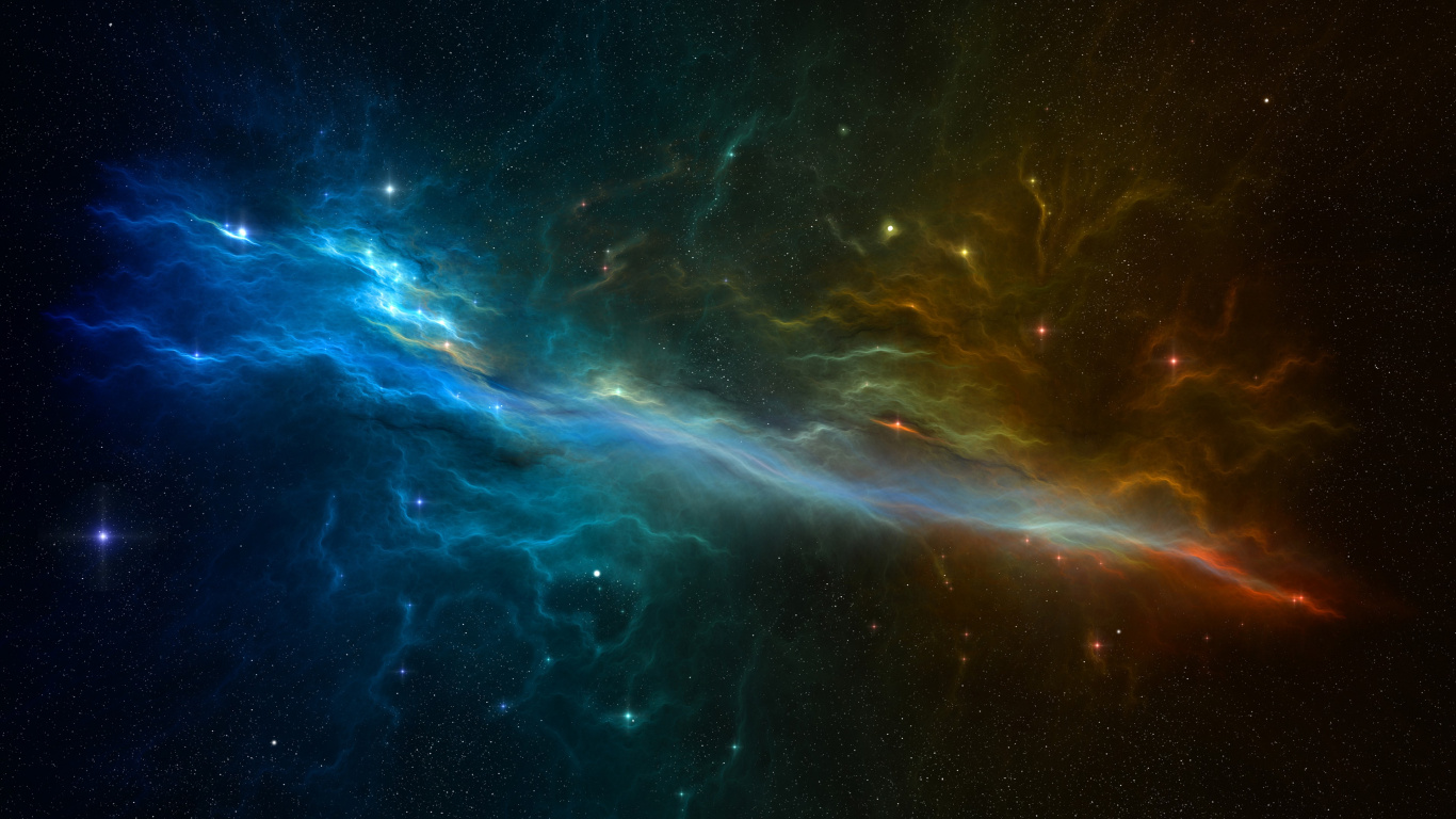 Illustration de la Galaxie Bleue et Brune. Wallpaper in 1366x768 Resolution