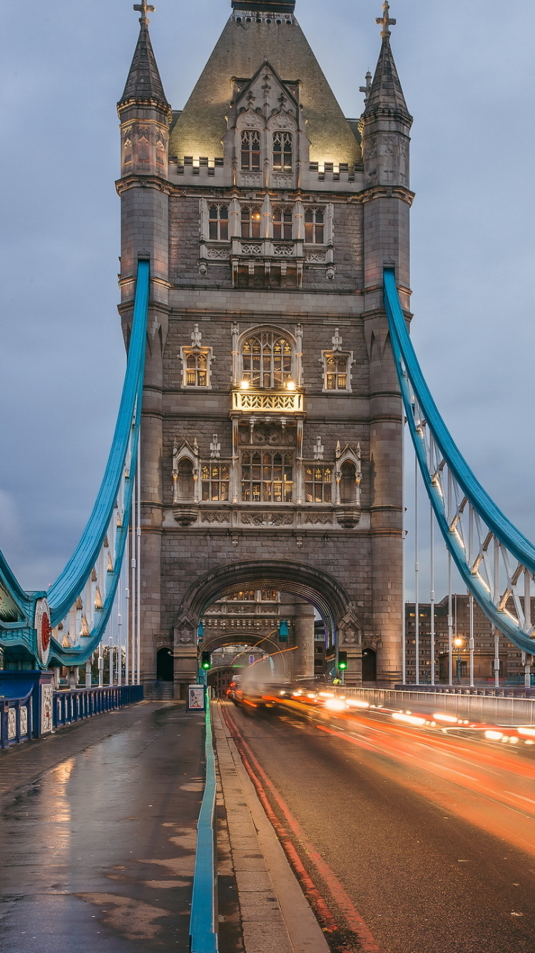 Time Lapse Photography of Cars on Bridge During Night Time. Wallpaper in 750x1334 Resolution