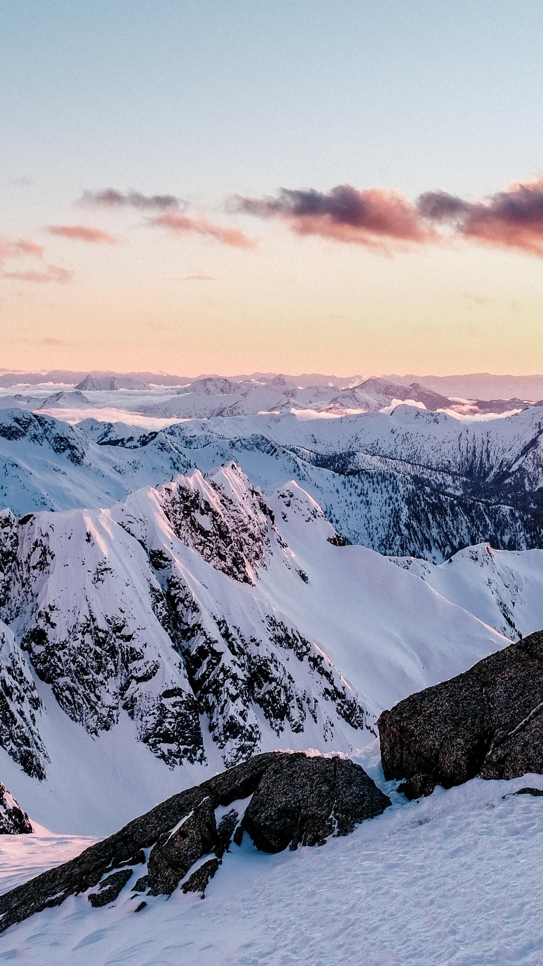 Bergigen Landschaftsformen, Schnee, Winter, Bergkette, Natur. Wallpaper in 1080x1920 Resolution