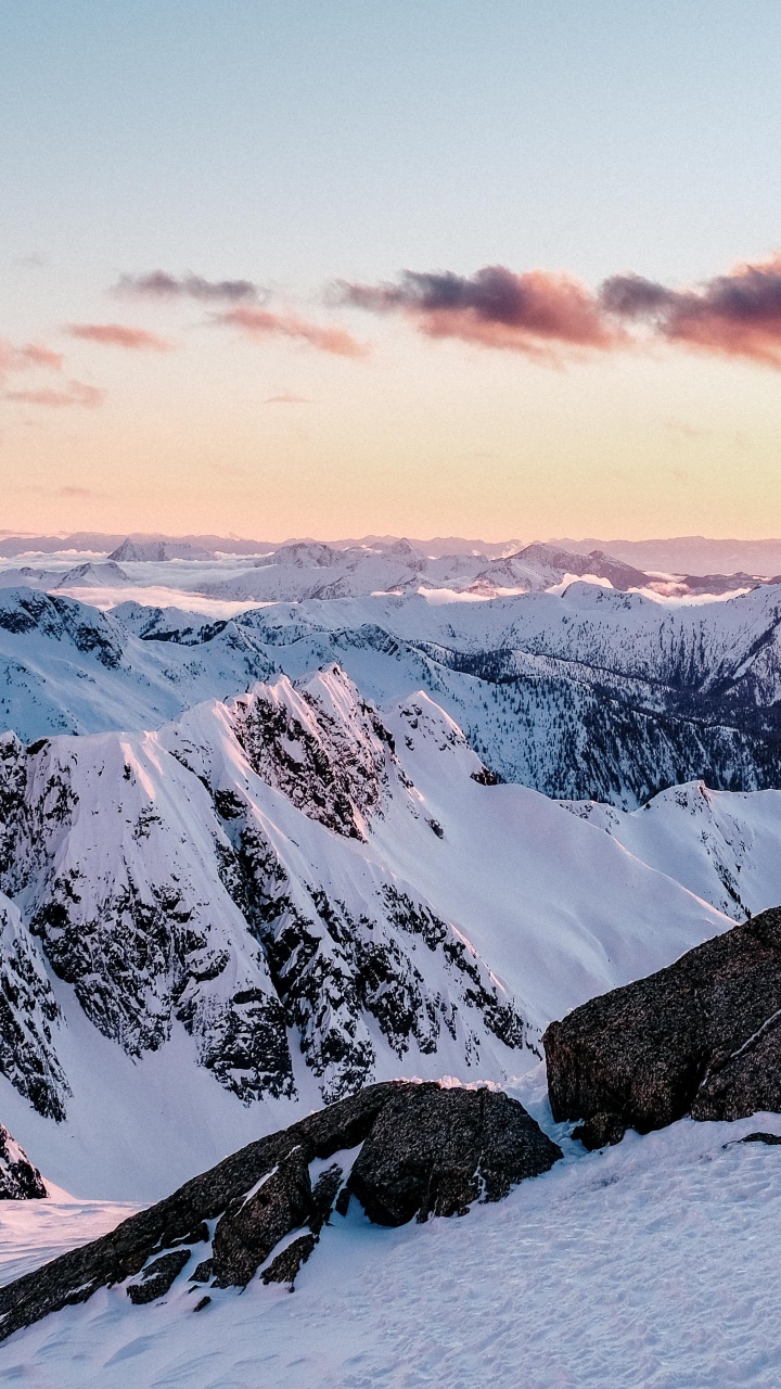 Bergigen Landschaftsformen, Schnee, Winter, Bergkette, Natur. Wallpaper in 720x1280 Resolution