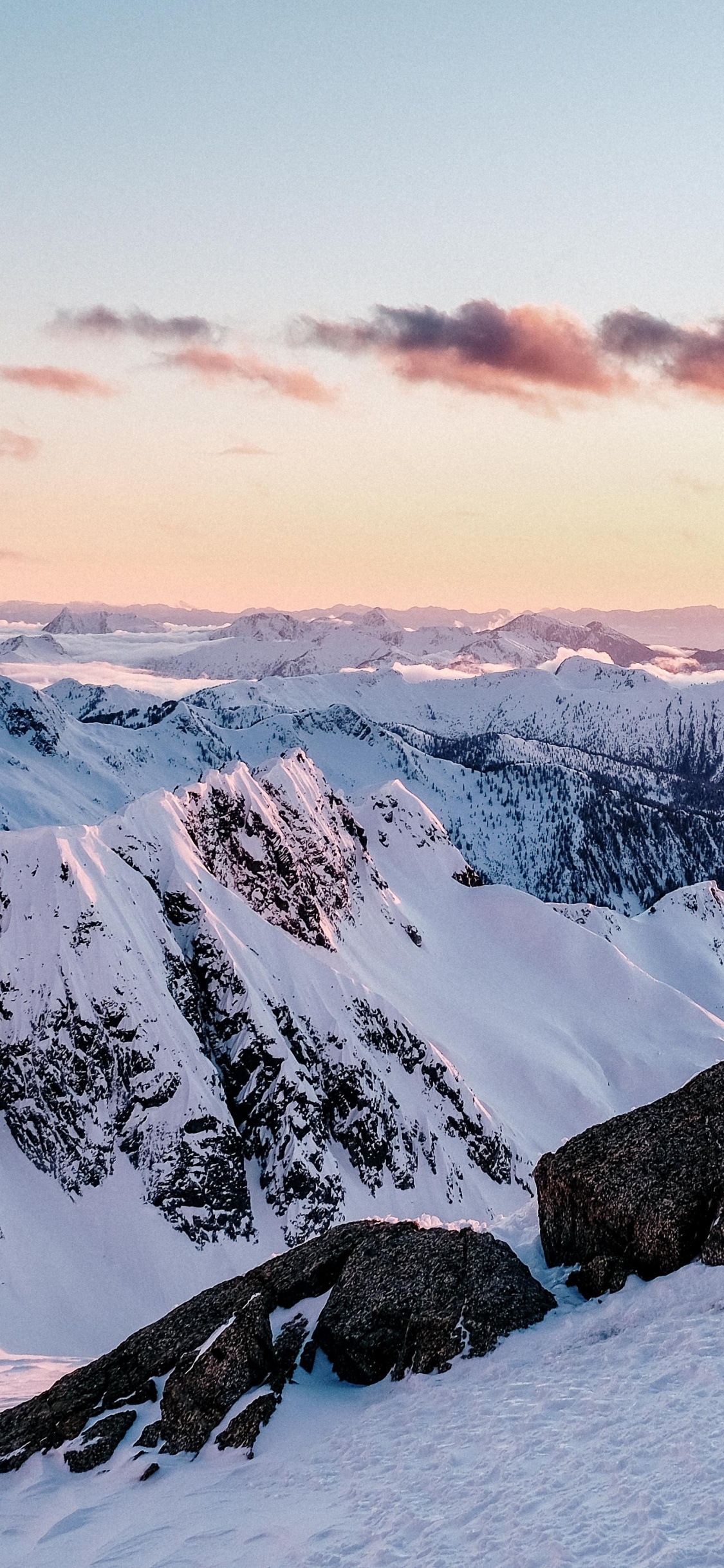 Mountainous Landforms, Mountain, Snow, Winter, Mountain Range. Wallpaper in 1125x2436 Resolution