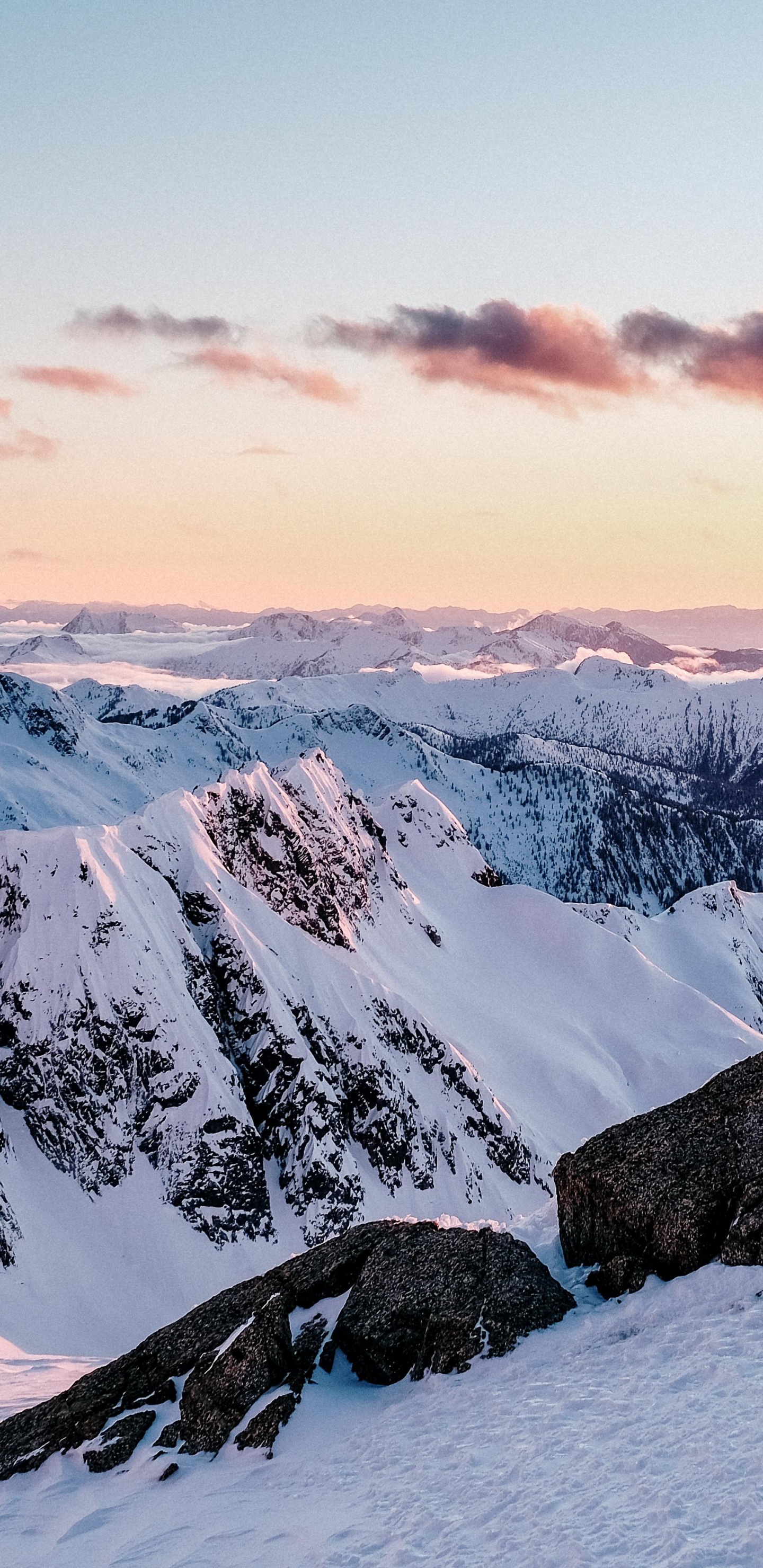 Mountainous Landforms, Mountain, Snow, Winter, Mountain Range. Wallpaper in 1440x2960 Resolution