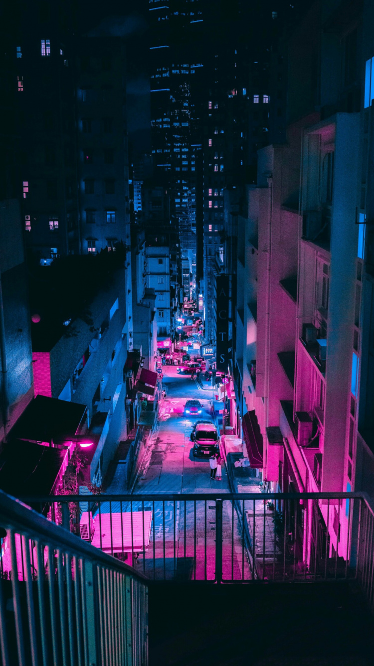 Download 750x1334 Wallpaper Stage, Colored, Android, Building, Purple Stage, Colored, Android, Building, Purple. Wallpaper in 750x1334 Resolution