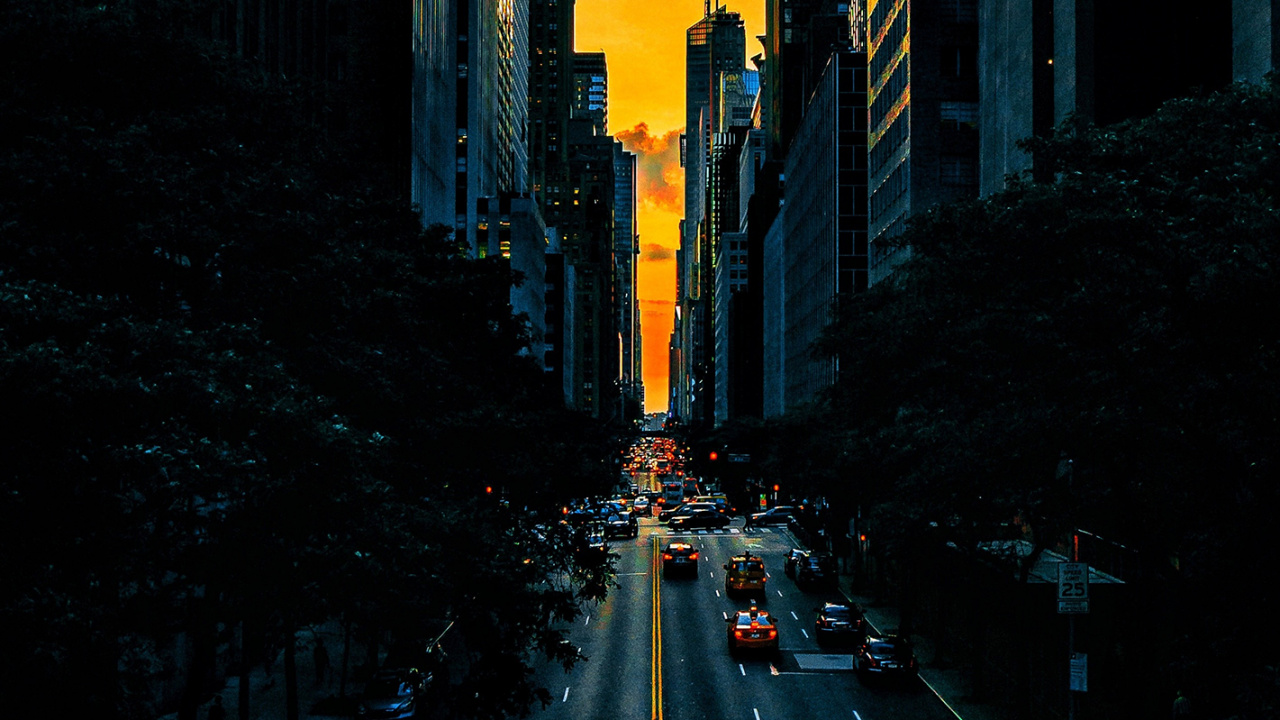 Building, Skyscraper, Cars, Light, Cloud. Wallpaper in 1280x720 Resolution