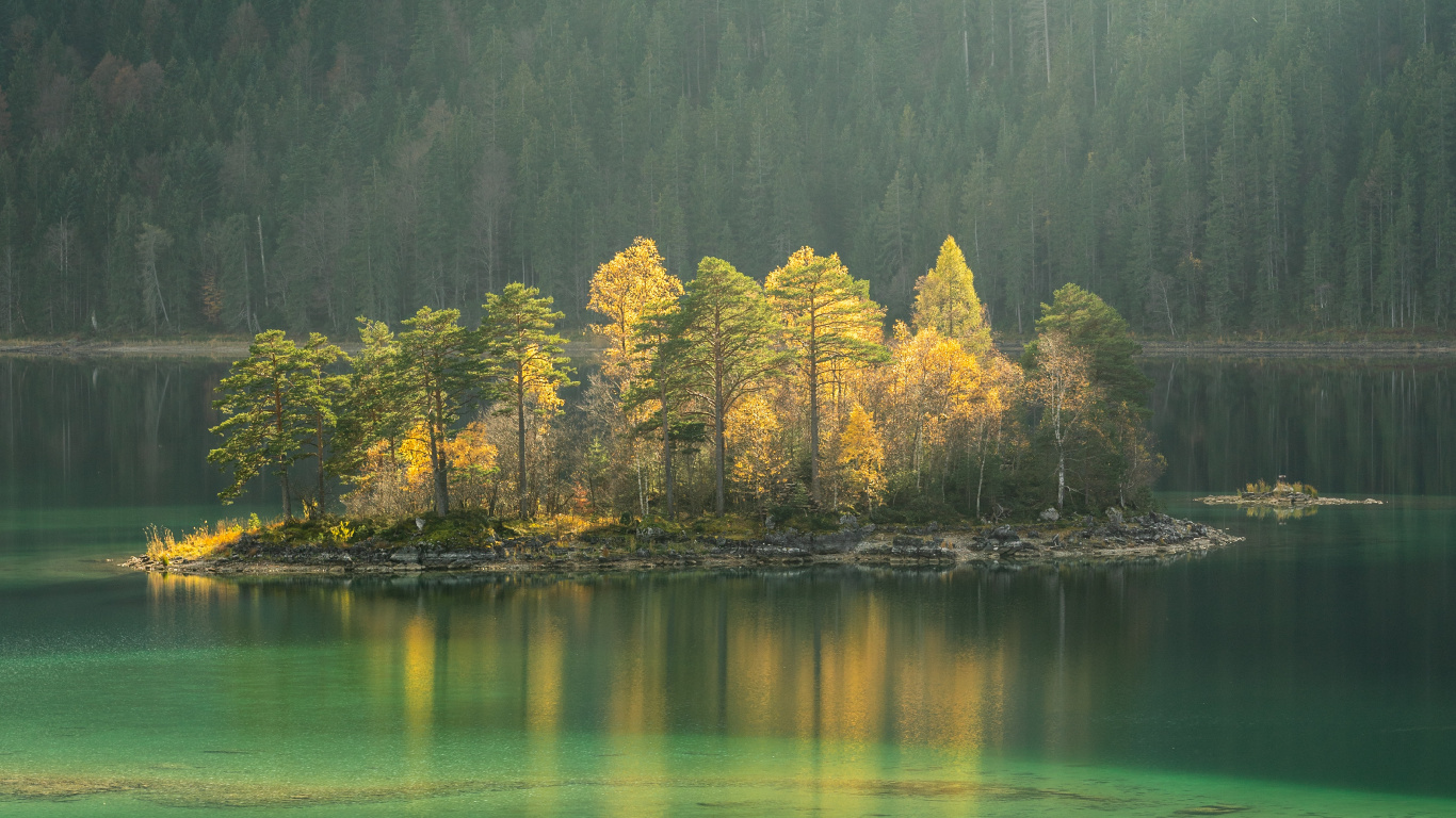 Naturaleza, Paisaje Natural, Verde, Reflexión, Agua. Wallpaper in 1366x768 Resolution