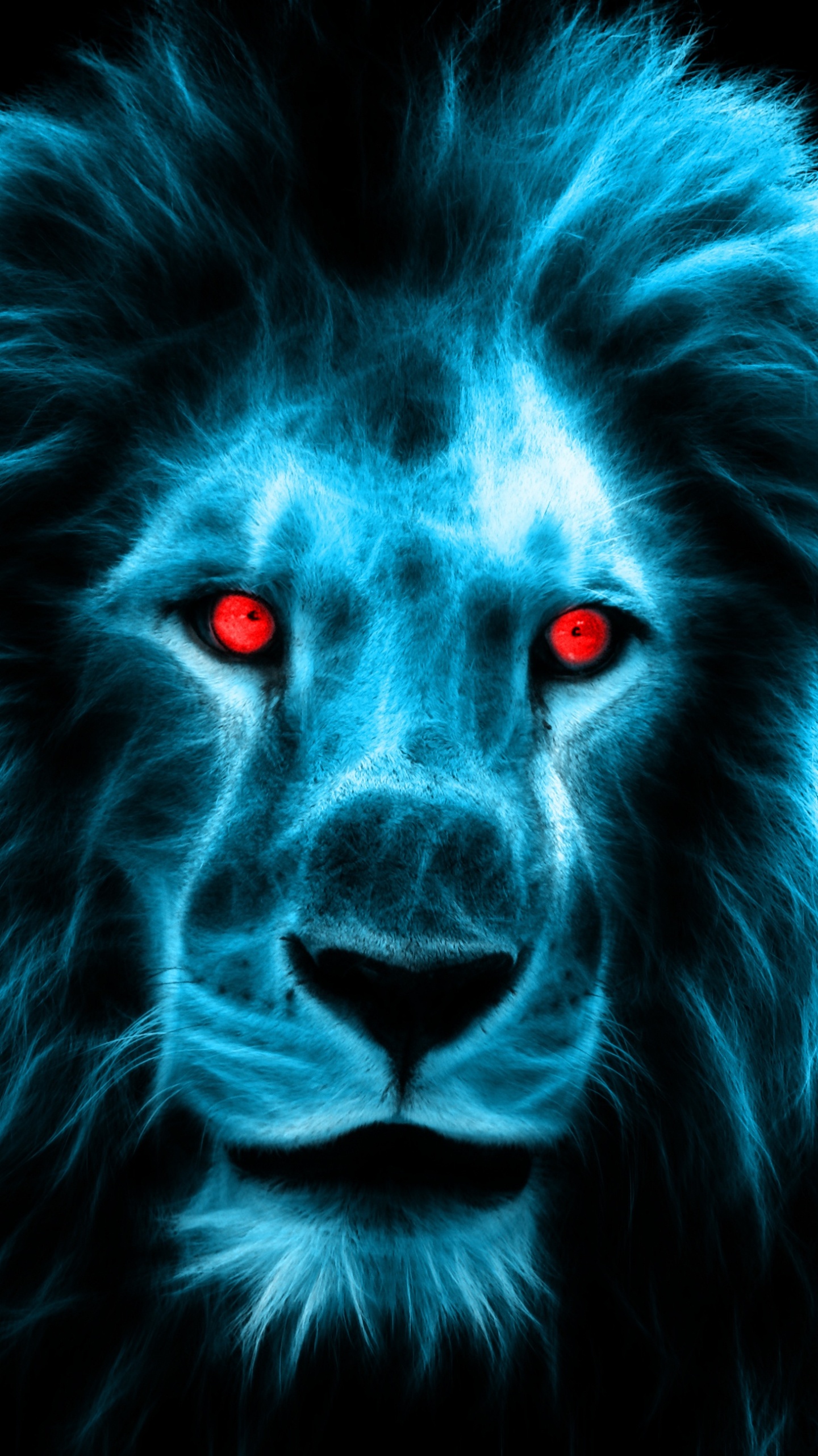 狮子, 海报, 野生动物, 电蓝色的, 大型猫科动物 壁纸 1440x2560 允许