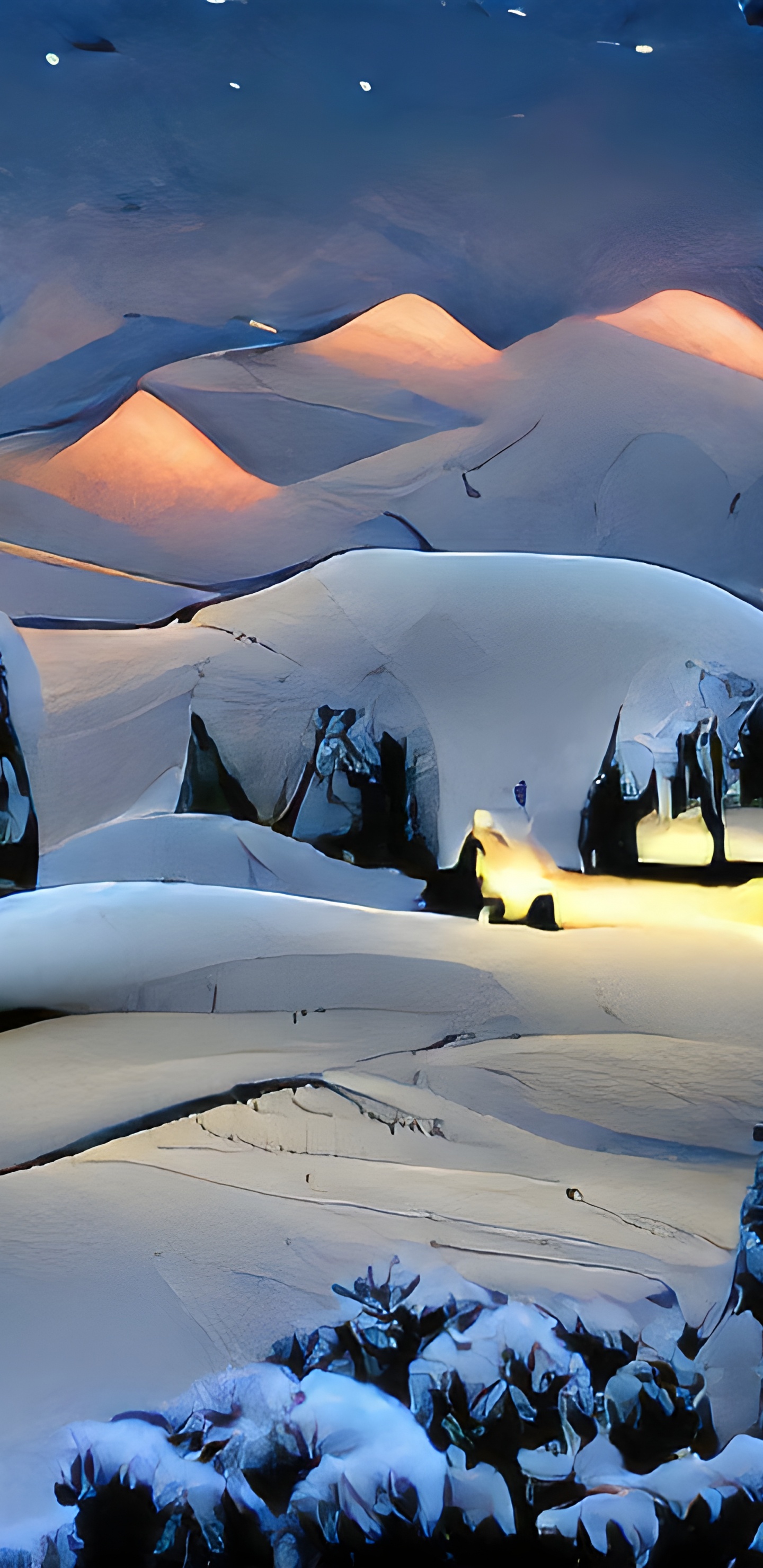 Nieve, Ambiente, Luz, Naturaleza, Paisaje Natural. Wallpaper in 1440x2960 Resolution