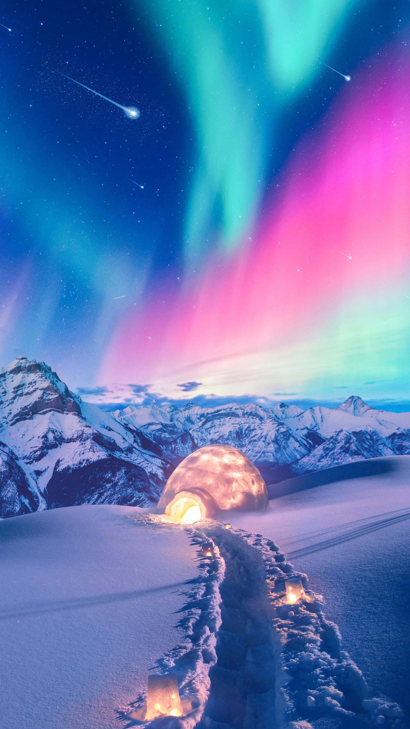 Aurora, Natur, Licht, Android, Atmosphäre. Wallpaper in 1440x2560 Resolution