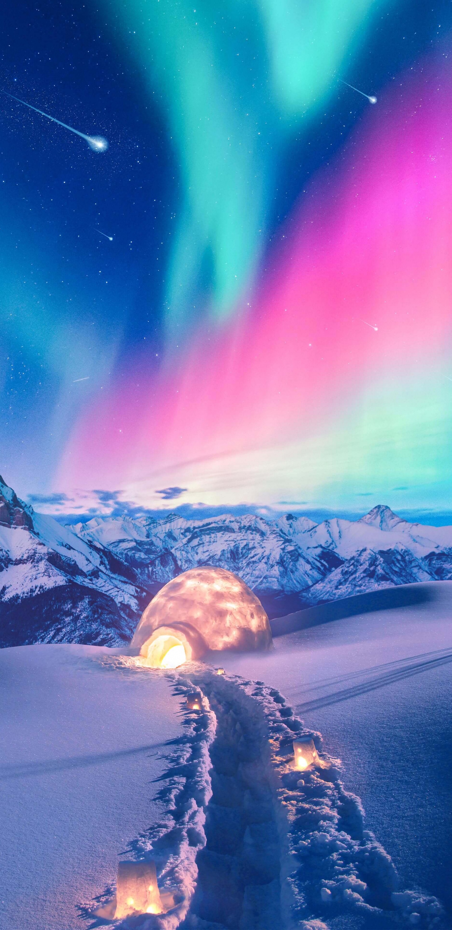 Aurora, Natur, Licht, Android, Atmosphäre. Wallpaper in 1440x2960 Resolution