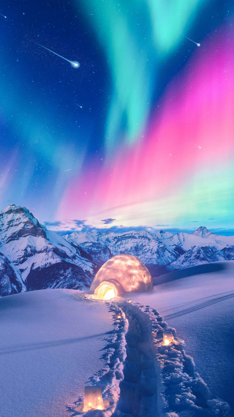 Aurora, Nature, Lumière, Android, Atmosphère. Wallpaper in 750x1334 Resolution