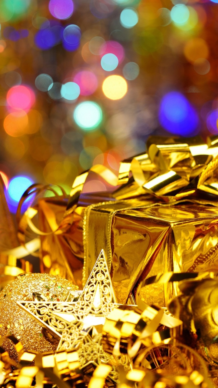 Le Jour De Noël, Or, Décoration de Noël, Événement, Décor. Wallpaper in 720x1280 Resolution