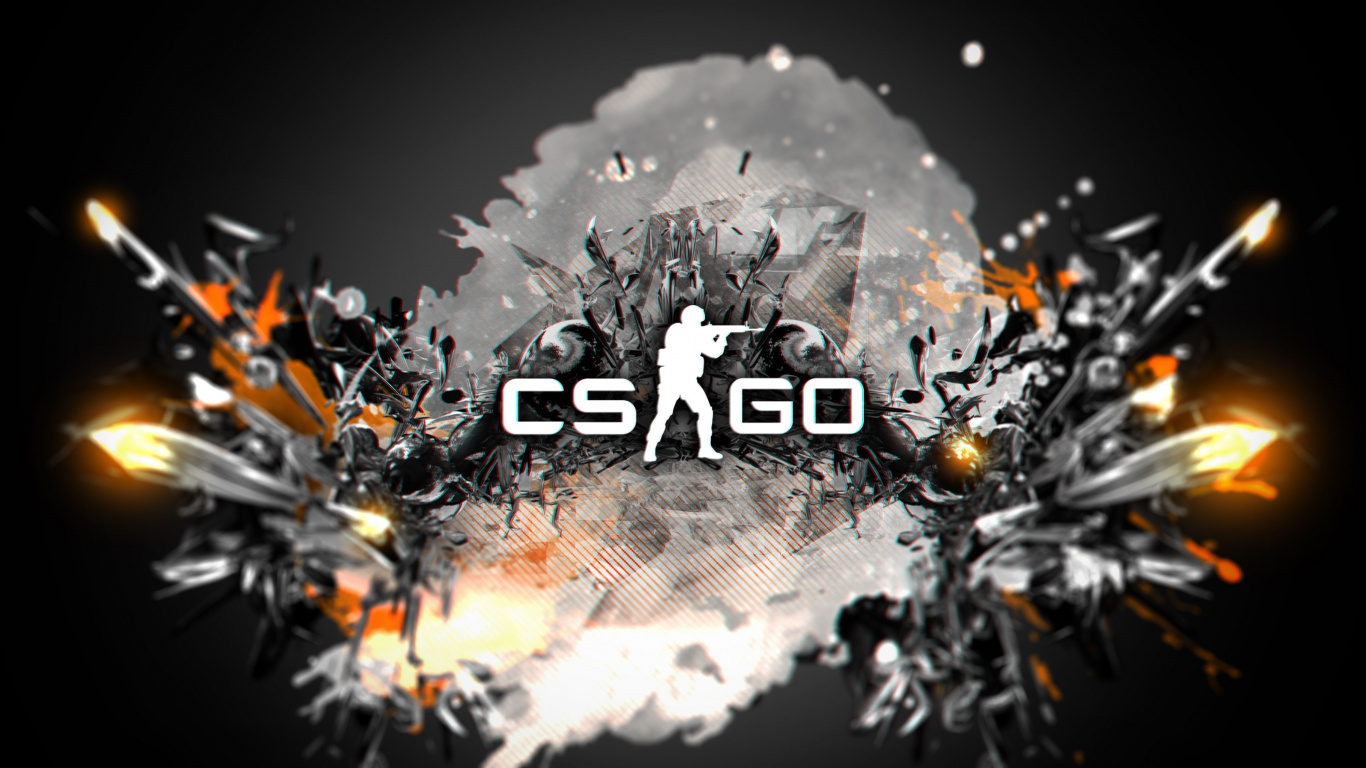 Counter-Strike Global Offensive, Graphic Design, Orange, Graphics, Logo. Wallpaper in 1366x768 Resolution