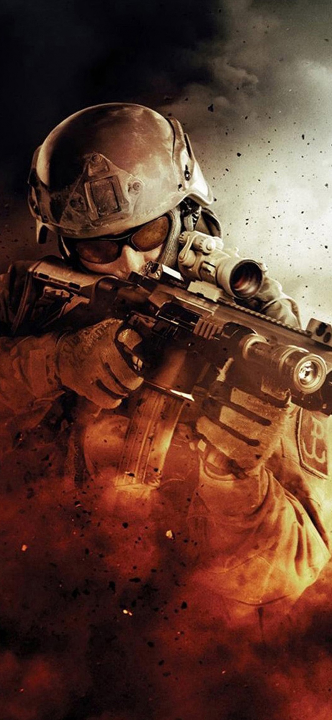 Soldier, Shooter Game, Illustration, Movie, Action Film. Wallpaper in 1125x2436 Resolution
