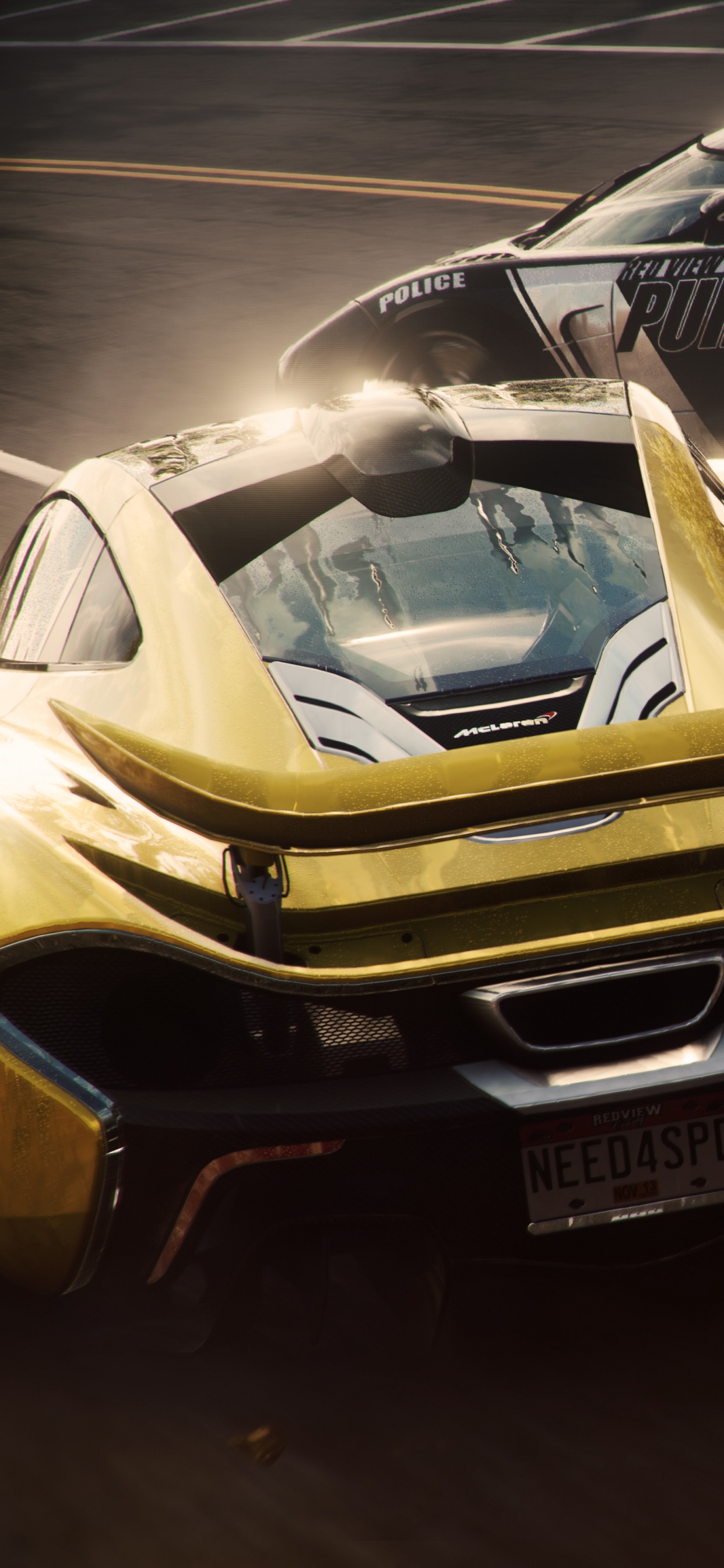 Yellow Lamborghini Aventador on Road. Wallpaper in 1242x2688 Resolution