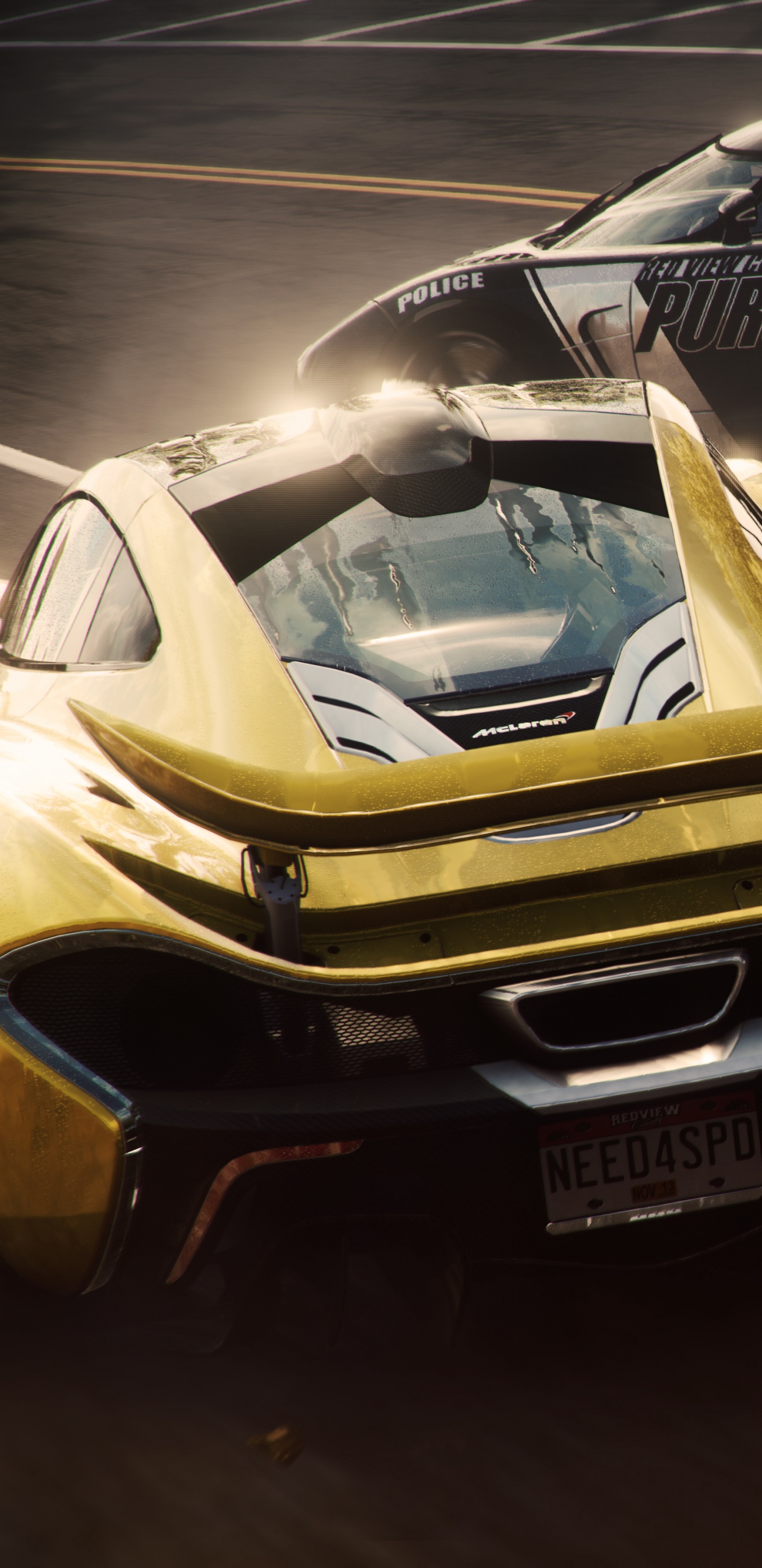 Lamborghini Aventador Amarillo en la Carretera. Wallpaper in 1440x2960 Resolution