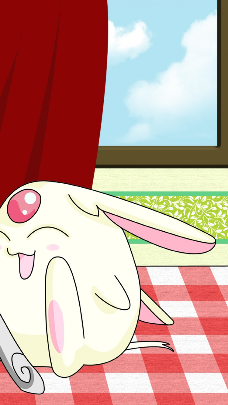 Personnage de Dessin Animé de Lapin Blanc et Rose. Wallpaper in 750x1334 Resolution