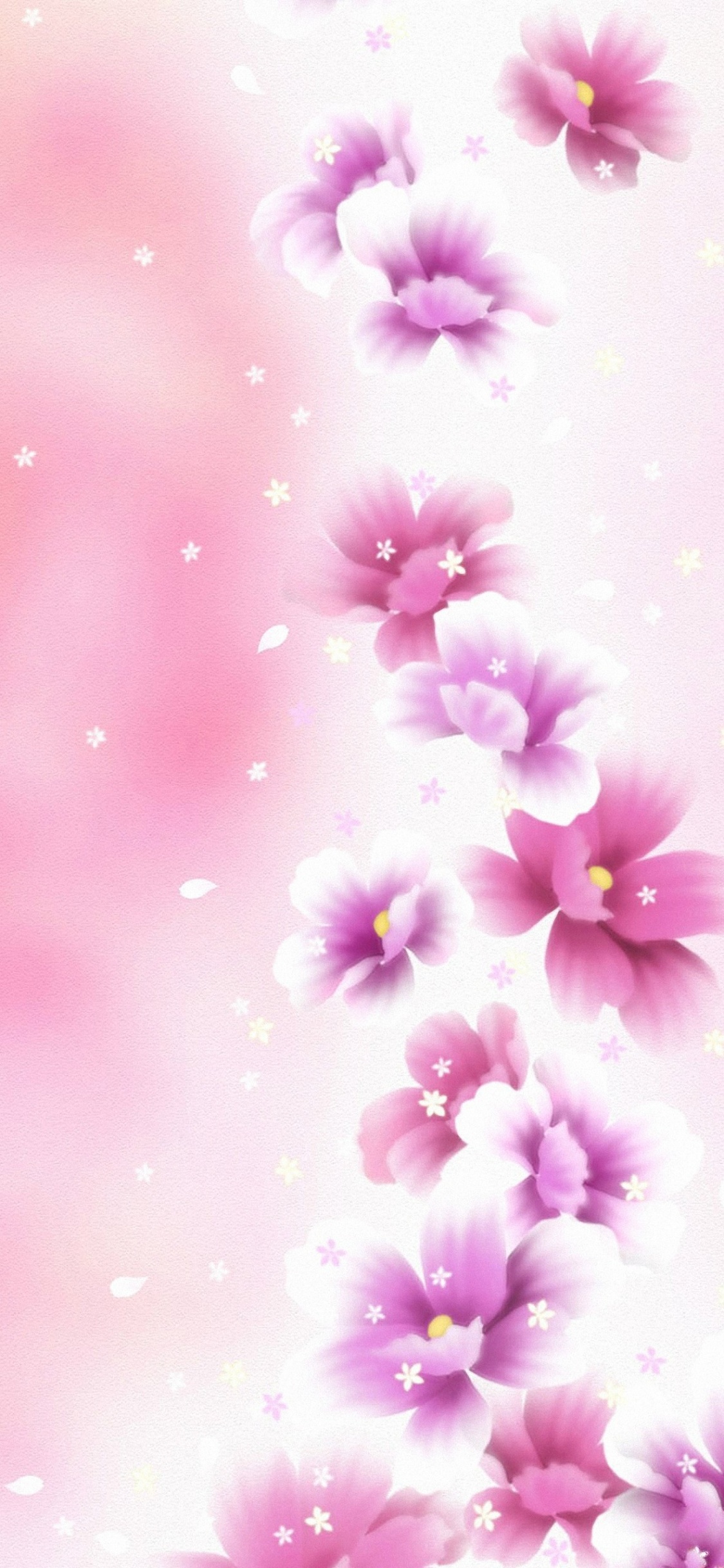 Pink and White Flower Illustration. Wallpaper in 1125x2436 Resolution