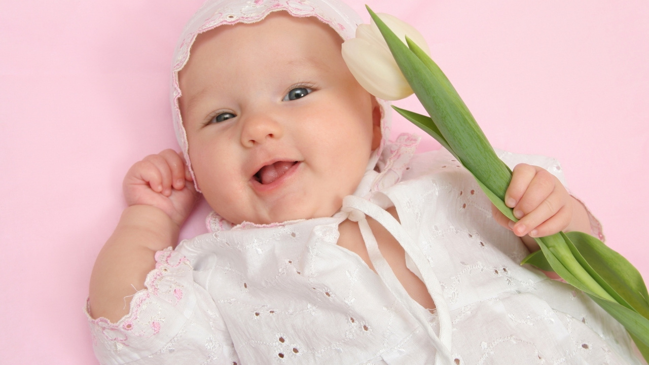 Infant, Child, Pink, Cheek, Hair Accessory. Wallpaper in 1280x720 Resolution