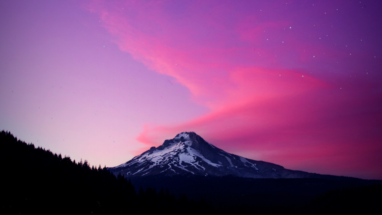 Amoled Snowy Mountain, Nature, Mountain, Mist Mountain, Water. Wallpaper in 1280x720 Resolution