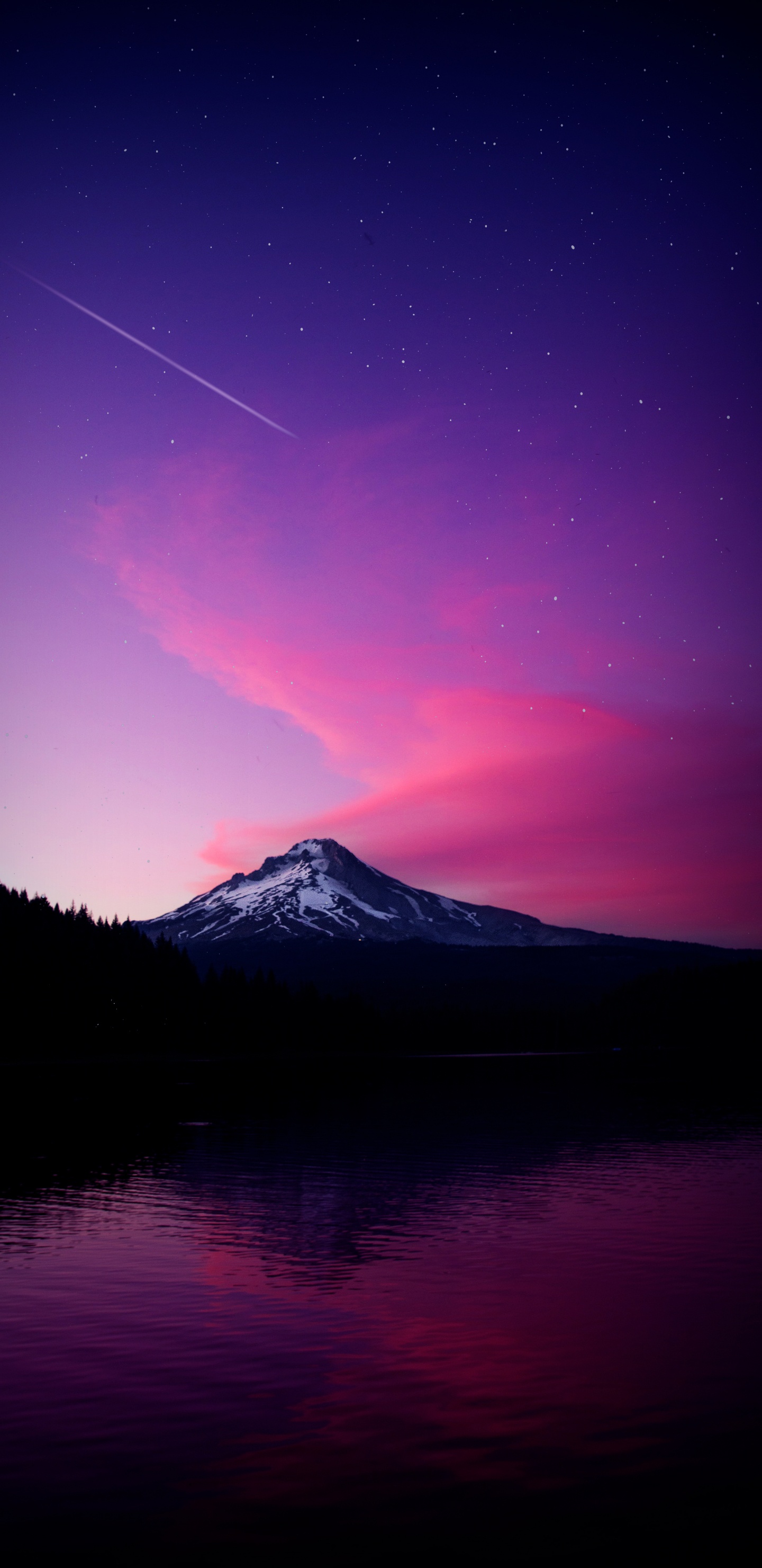 Amoled Snowy Mountain, Nature, Mountain, Mist Mountain, Water. Wallpaper in 1440x2960 Resolution