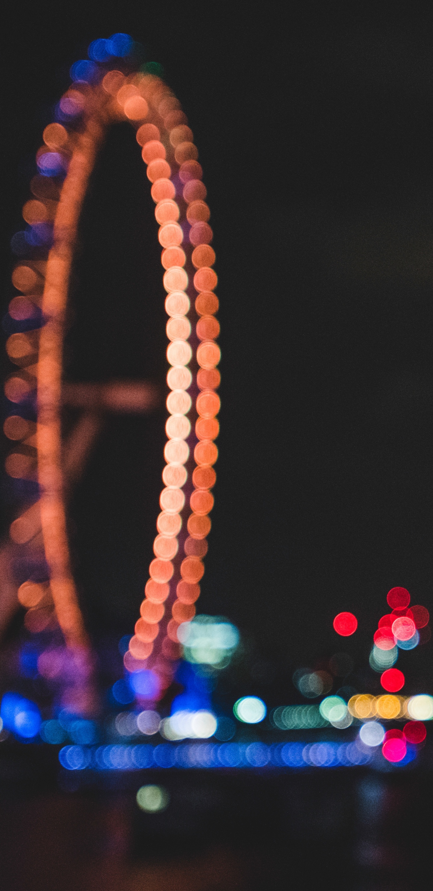 Ferris Wheel, Night, Landmark, Light, Urban Area. Wallpaper in 1440x2960 Resolution
