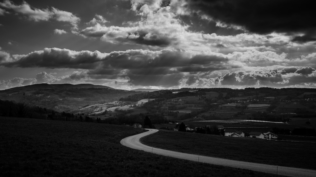 Black and White, Black, White, Cloud, Monochrome. Wallpaper in 1280x720 Resolution