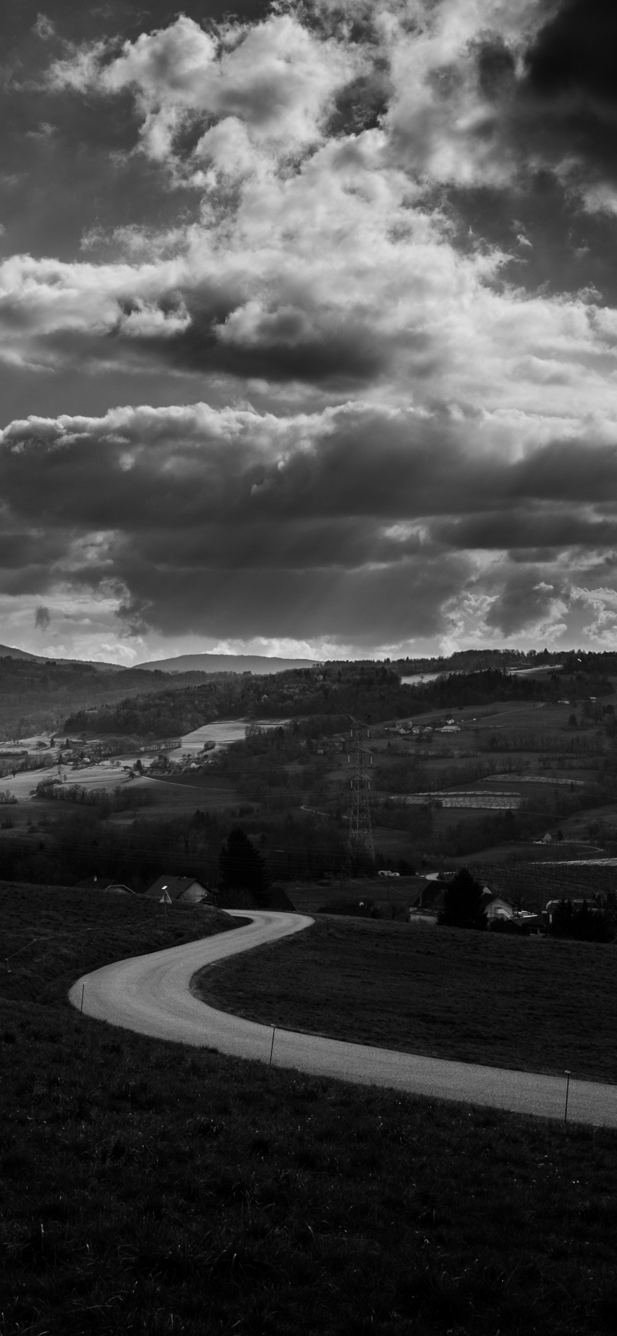 en Blanco y Negro, Negro, Blanco, Monocromo, Carretera. Wallpaper in 1242x2688 Resolution