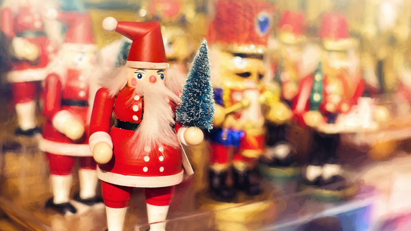 Weihnachten, Weihnachtsmann, Nussknacker, Spielzeug, Christmas Ornament. Wallpaper in 1366x768 Resolution