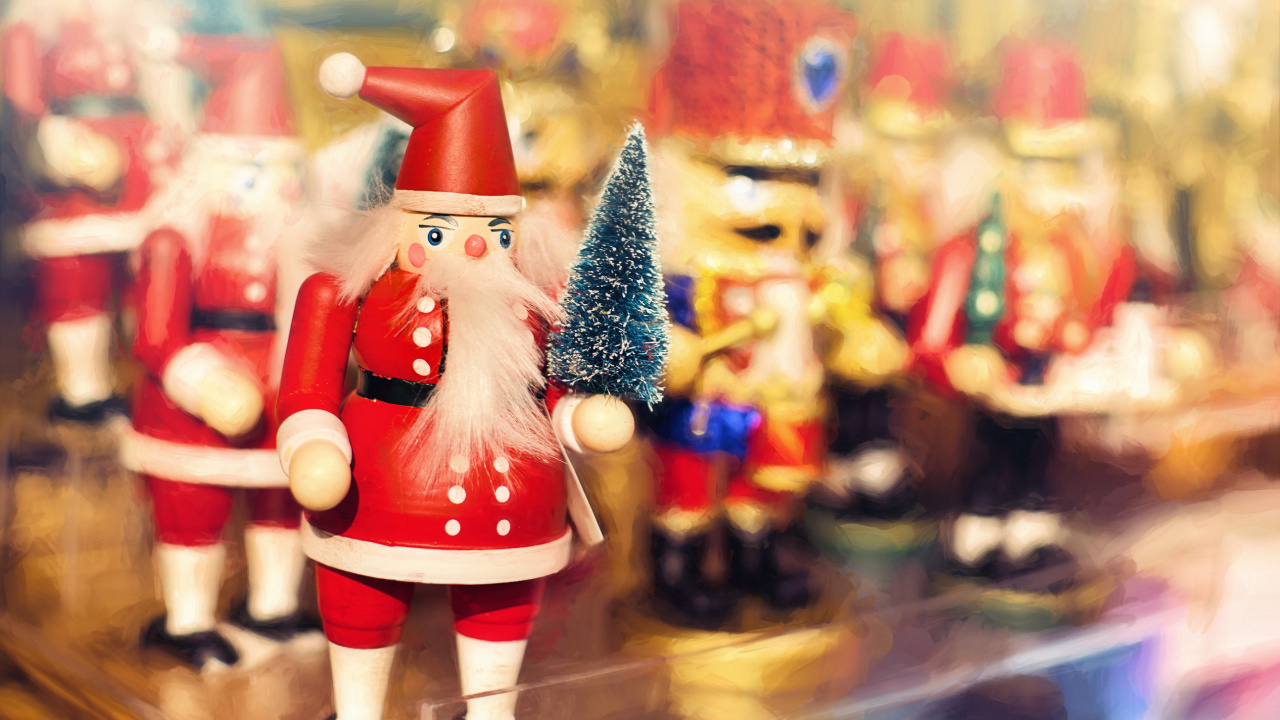 Nutcracker Doll, Christmas Day, Santa Claus, Nutcracker, Figurine. Wallpaper in 1280x720 Resolution