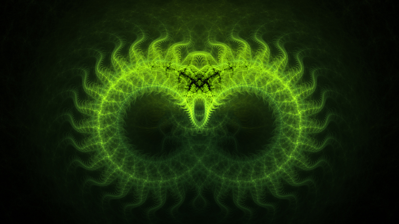 Green Light in Black Background. Wallpaper in 1366x768 Resolution