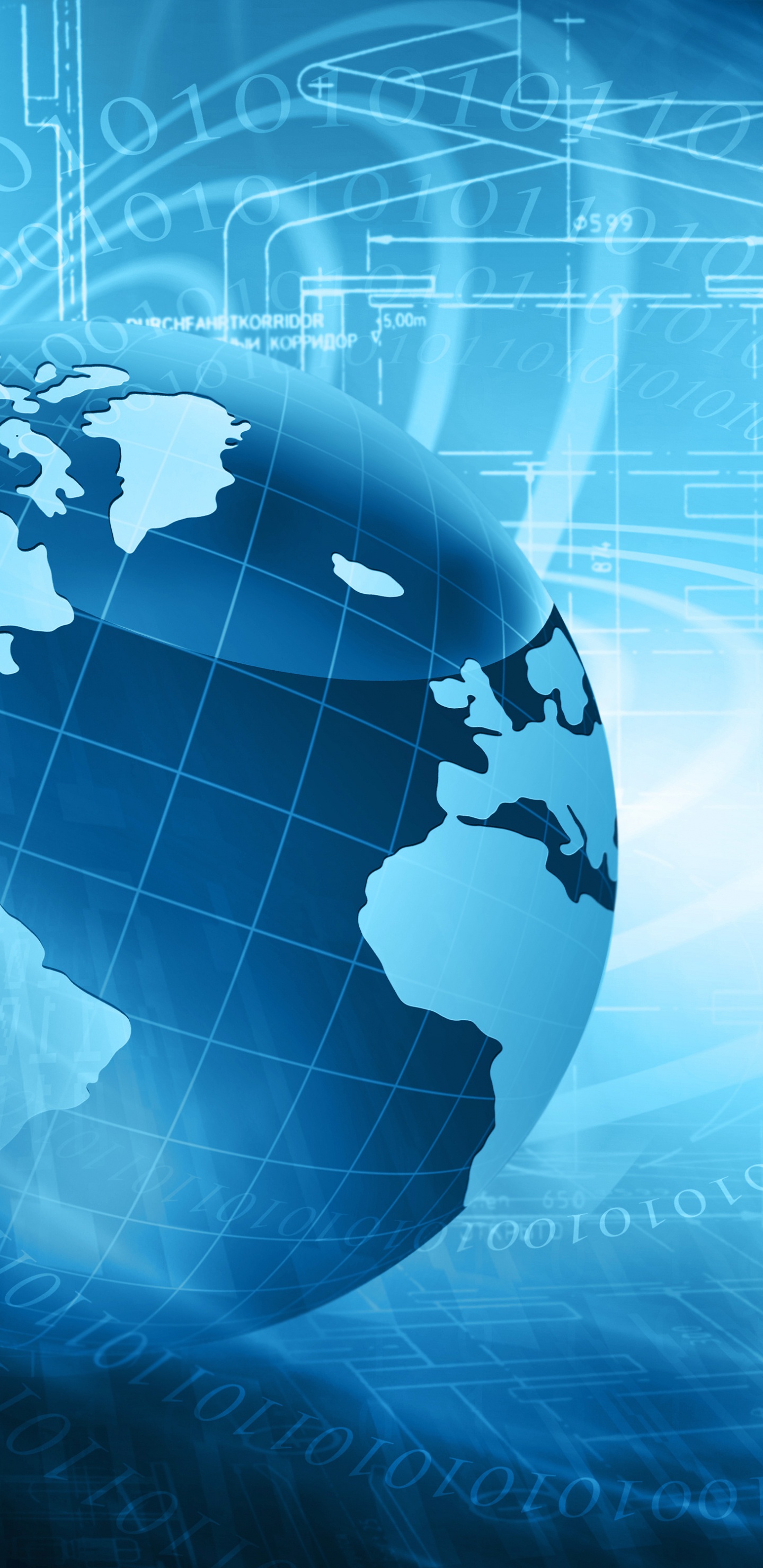 Globe Blanc et Bleu Avec Des Lumières. Wallpaper in 1440x2960 Resolution