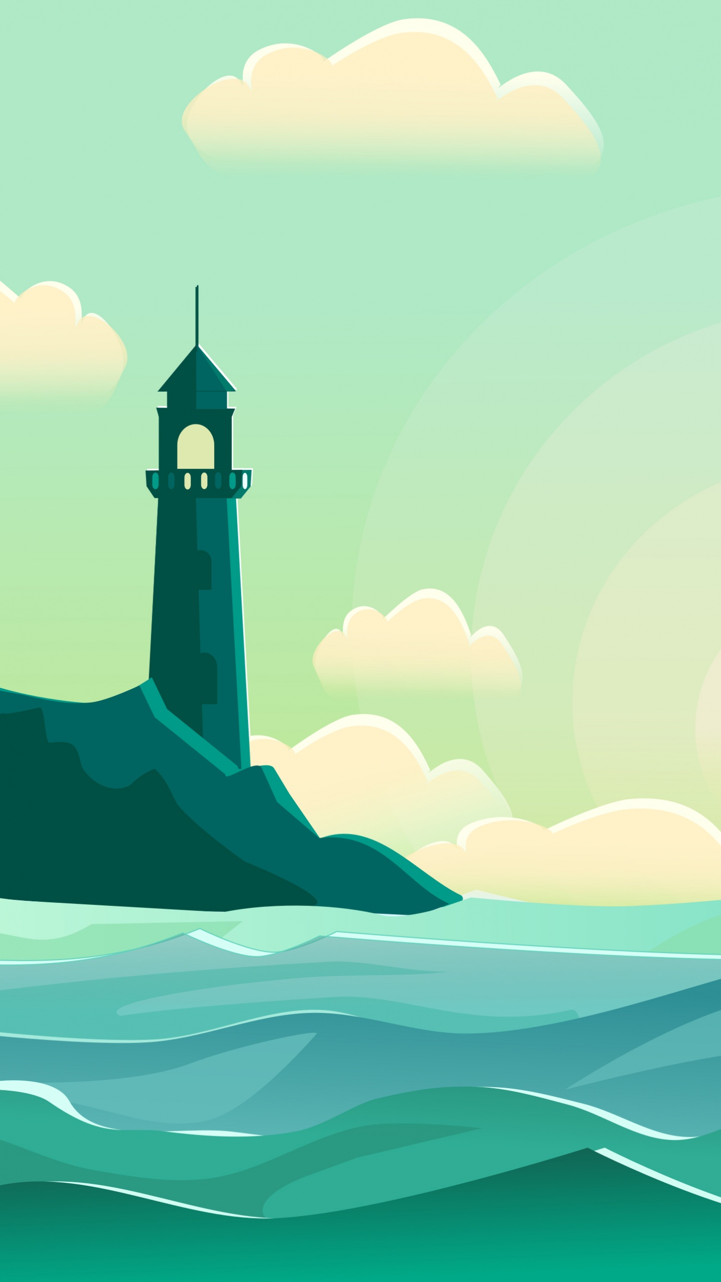 Black Tower on Blue and White Mountain Painting. Wallpaper in 1440x2560 Resolution