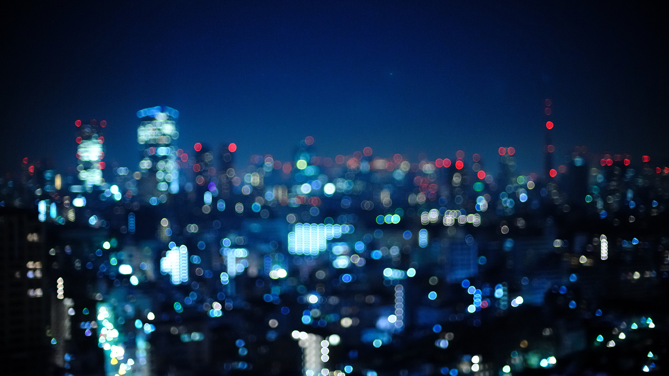 Horizonte de la Ciudad Durante la Noche. Wallpaper in 1366x768 Resolution