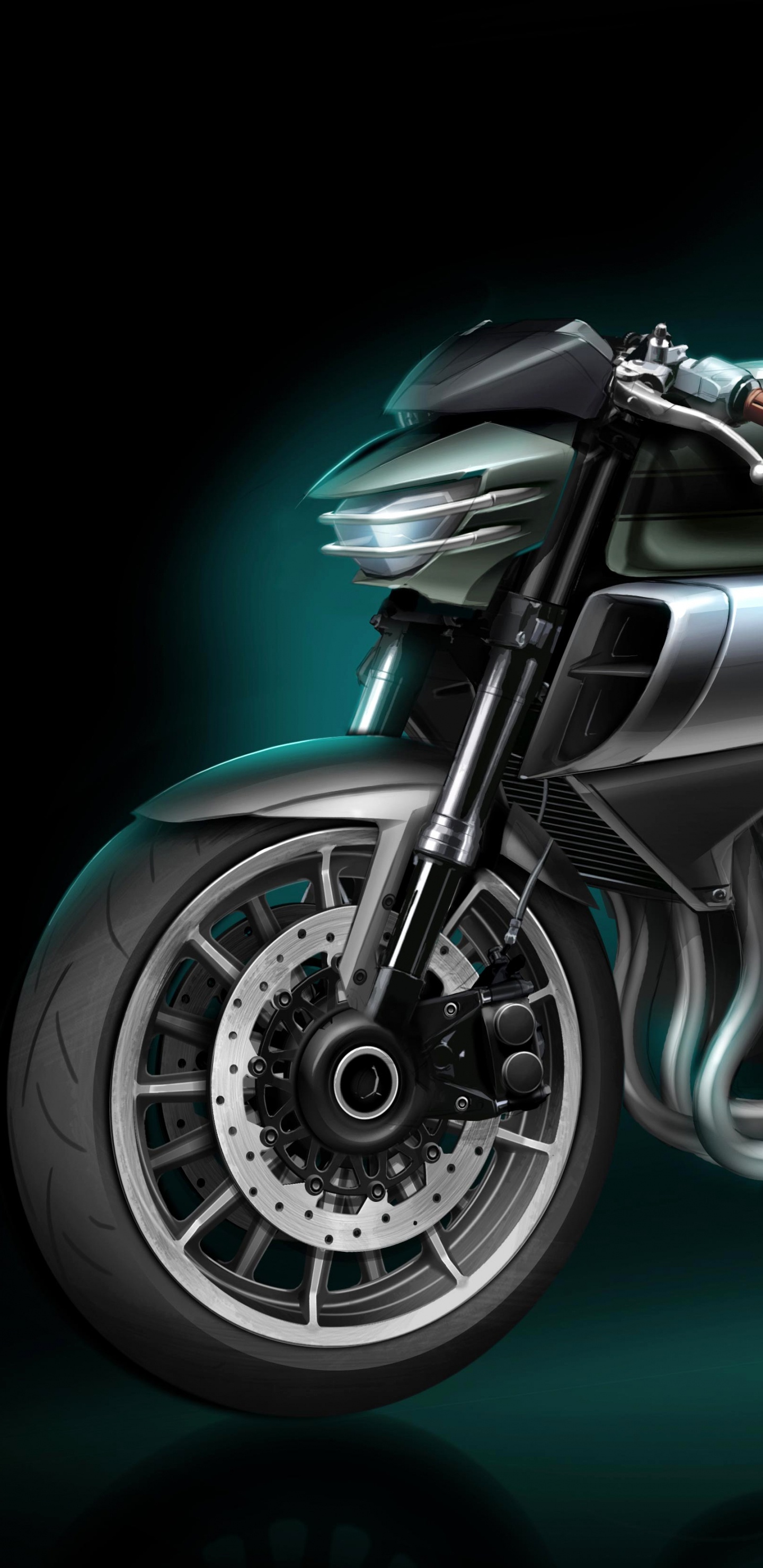 Motocicleta Negra y Plateada Sobre Piso Verde. Wallpaper in 1440x2960 Resolution