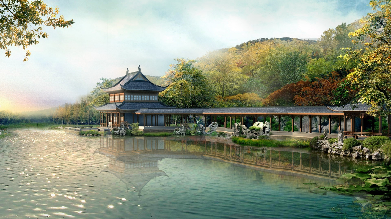 Brown and White Wooden House Near Body of Water During Daytime. Wallpaper in 1280x720 Resolution