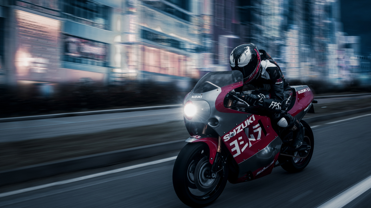 铃木喜欢R1100, 红色的, 超级赛车, Caf的赛车手, 铃木gixxer 壁纸 1280x720 允许