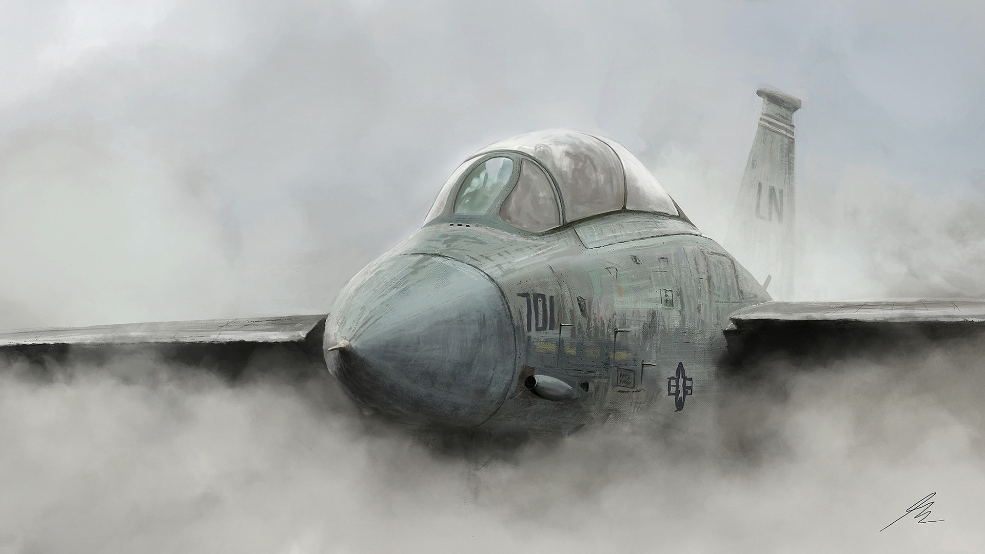 Avión de Combate Gris en el Cielo. Wallpaper in 1920x1080 Resolution