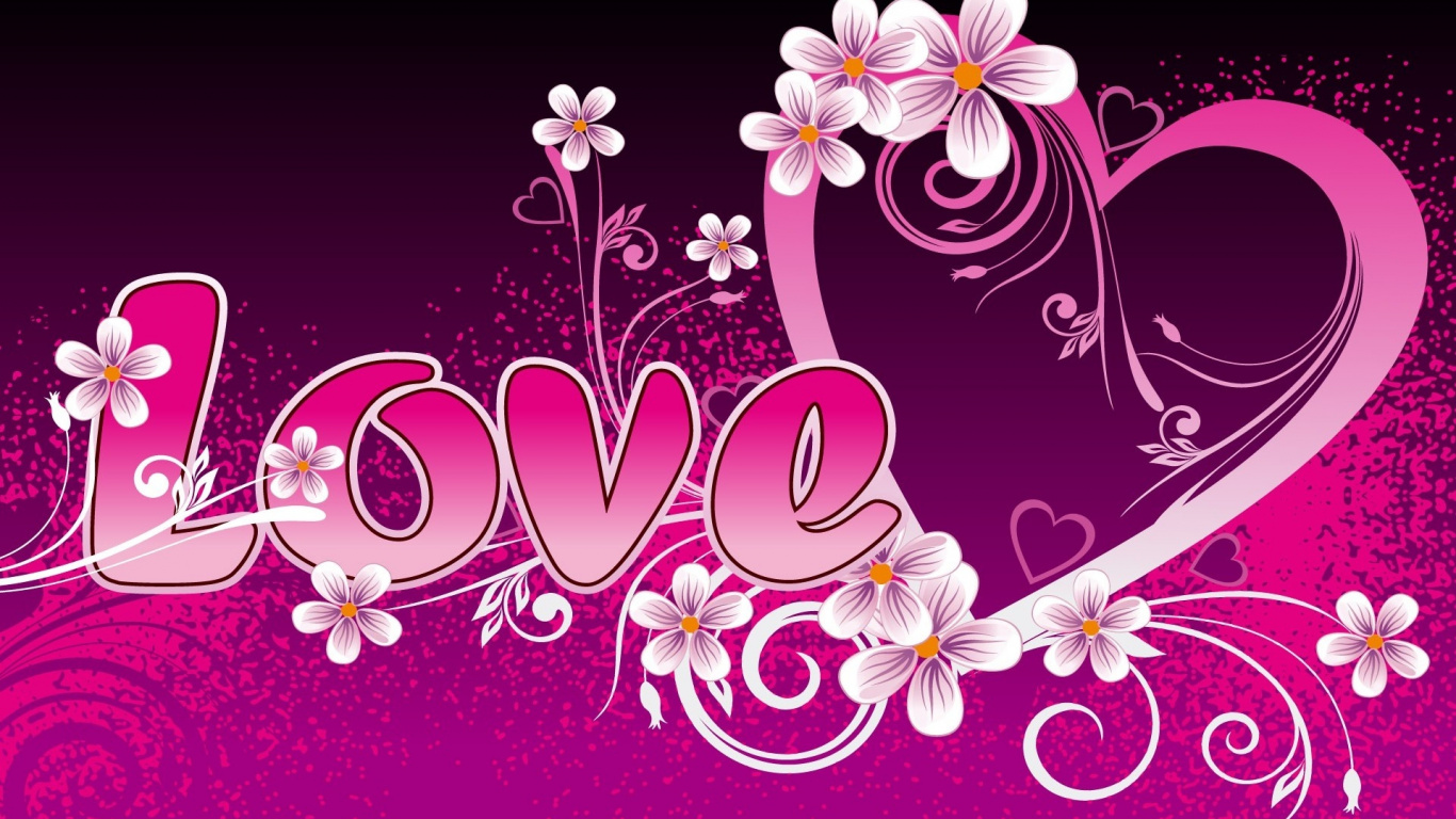Heart, Text, Pink, Graphic Design, Love. Wallpaper in 1366x768 Resolution