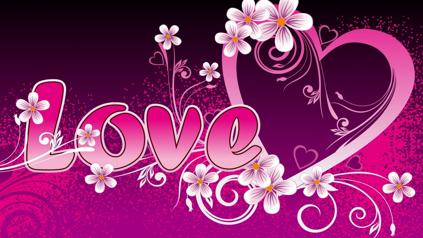 Herzen, Text, Pink, Grafik-design, Liebe. Wallpaper in 1366x768 Resolution